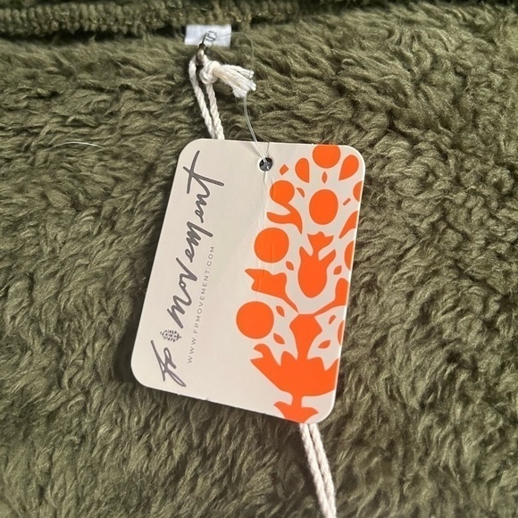 Free People Movement Full Zip Sherpa Jacket Olive Green - Picture 4 of 4